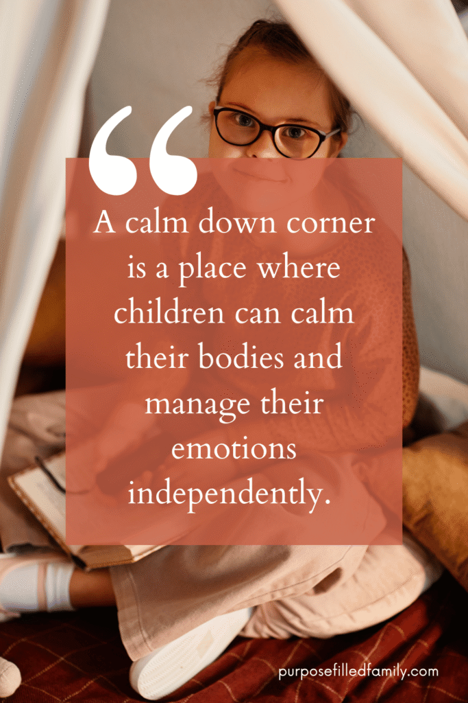 a calm down corner is a place where children can calm their bodies and manage their emotions independently.
