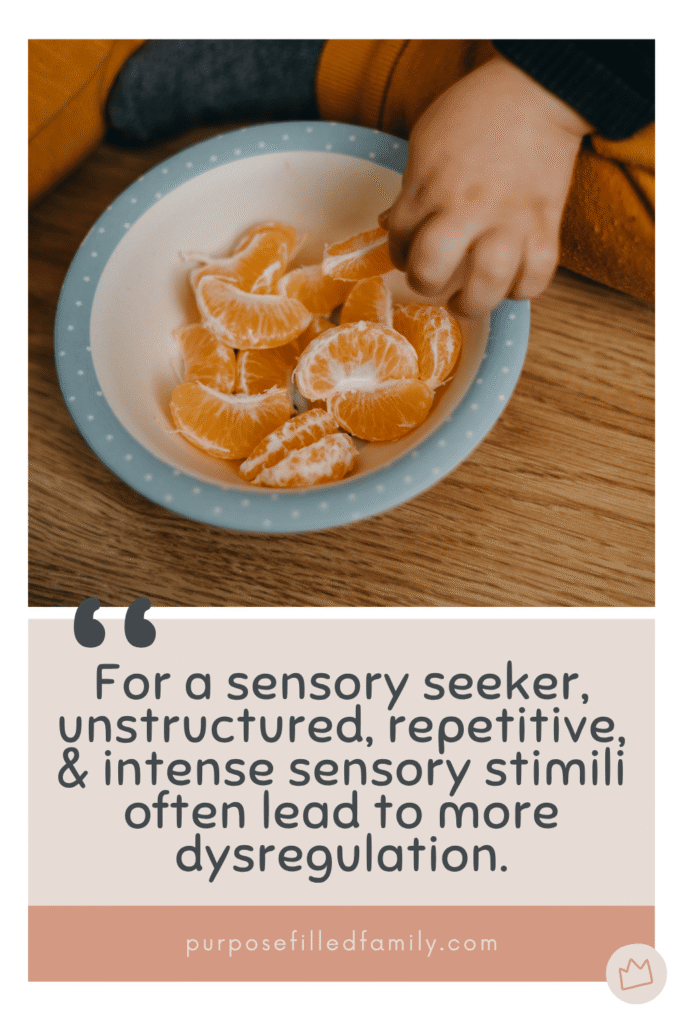 picture with text below about sensory seeker